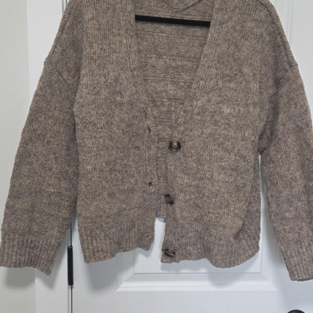 Only Taupe Knit Cardigan Sweater